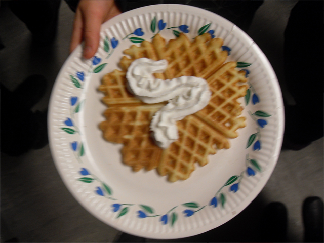 An actual waffle, as made by members of 5B